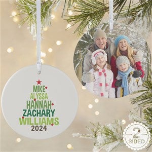 Christmas Tree Photo Ornament With Family Names