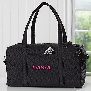 Embroidered Quilted Duffel Bag- Name