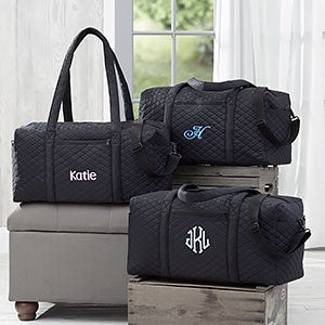 Embroidered Name Black Duffel Bags For Women