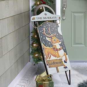 Vintage Reindeer Personalized Holiday Sled