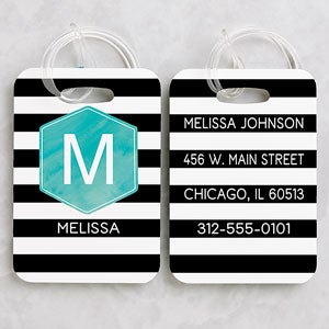 Modern Stripe Personalized Luggage Tag 2 Pc Set