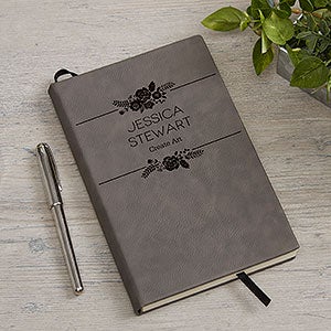 Floral Accents Personalized Charcoal Writing Journal
