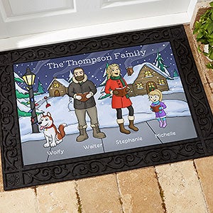 Caroling Family Characters Personalized Doormat- 18x27