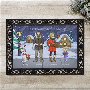 Personalized Doormat 18x27 - Christmas Caroling Family