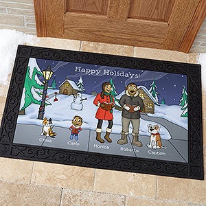 Caroling Family Characters Personalized Doormat- 20x35