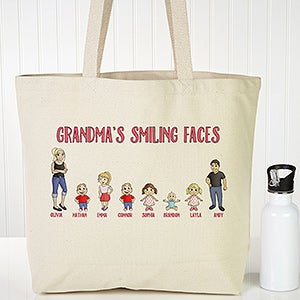Grandchildren Character Collection Personalized Canvas Tote Bag