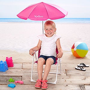 Personalized Kids Beach Chair & Umbrella Set - Pink