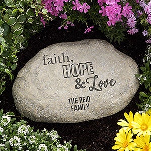 Faith, Hope & Love Personalized Garden Stone