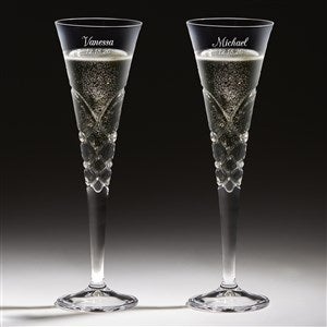 Engraved Crystal Champagne Flutes - Reed & Barton - 18260