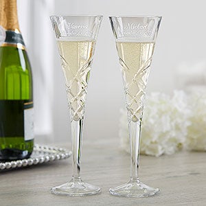 Engraved Crystal Champagne Flutes - Reed & Barton