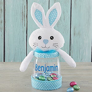 Easter Bunny Personalized Candy Jar- Blue