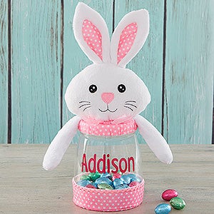 Easter Bunny Personalized Candy Jar- Pink