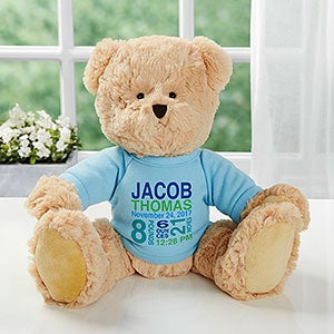 Baby's Birthday Personalized Teddy Bear For Baby Boy- Blue