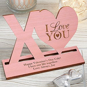 XO Personalized Pink Stain Wood Keepsake