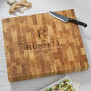 Decorative Name & Initial Personalized 16x18 Butcher Block Cutting Board - Unique Custom Gifts - #18336