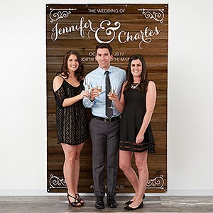 Rustic Wood Personalized Wedding Photo Backdrop