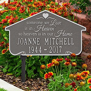 Heavenly Home Personalized Memorial Lawn Plaque - Pewter & Silver