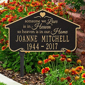 Heavenly Home Personalized Memorial Lawn Plaque - Black & Gold