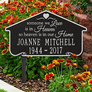 Heavenly Home Personalized Memorial Lawn Plaque - Black & Silver