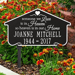 Heavenly Home Personalized Memorial Lawn Plaque - Black & White