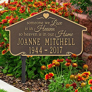 Heavenly Home Personalized Memorial Lawn Plaque - Bronze & Gold