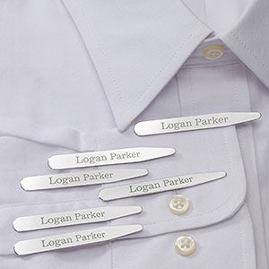 Classic Personalized Collar Stays Set of 3- Name