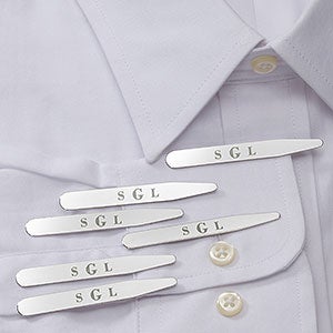 Classic Personalized Collar Stays Set of 3- Monogram