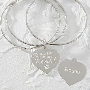 Always In My Heart Personalized Pet Charm Bangle Bracelet