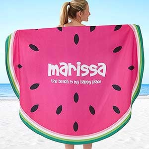 Personalized Round Beach Towel - Fruit Slices