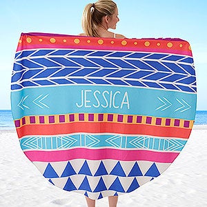 Bohemian Chic Personalized Round Beach Towel