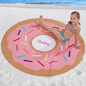 Donut Personalized Round Beach Towel