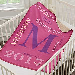 All About Baby Girl Personalized Premium Sherpa Blanket