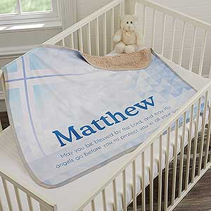 May You Be Blessed Personalized Christening Premium Sherpa Blanket