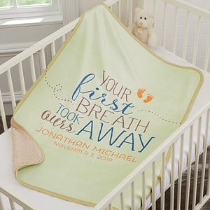 personalized sherpa baby blanket your first breath