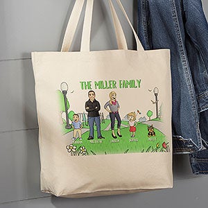 Family Characters Personalized Canvas Tote Bag - Large