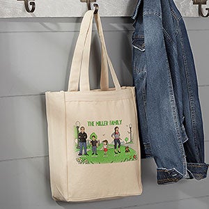 Family Characters Personalized Canvas Tote Bag - Small