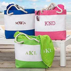 Colorful Embroidered Beach Tote- Monogram