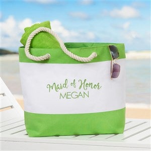 Bridal Party Embroidered Beach Tote - Green