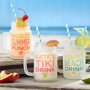 Summer Fun Personalized Frosted Mason Jar