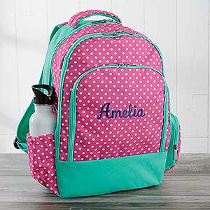 Pink Polka Dot Embroidered Backpack
