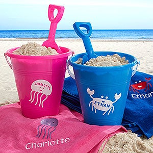 Personalized Beach Pail & Shovel - Sea Creatures - 18486