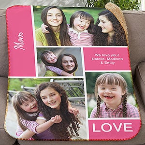 Family Photo Collage Personalized 30x40 Sherpa Photo Blanket