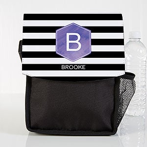 Modern Stripe Personalized Lunch Bag