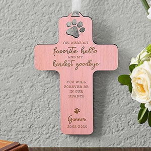 Pet Memorial Personalized Pink Stain Wood Cross