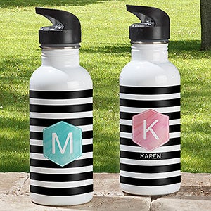 Modern Stripe Personalized 20 oz. Water Bottle