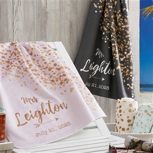 Sparkling Love Personalized Wedding 35x72 Beach Towel