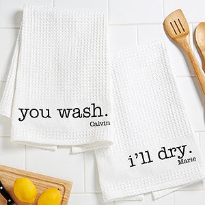 Kitchen Expressions Personalized Waffle Weave Kitchen Towels- Set of 2