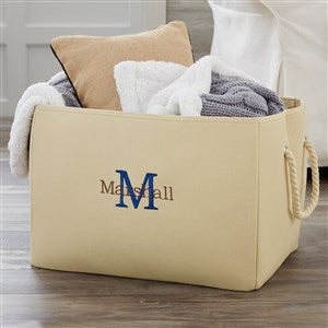 Initially Yours Embroidered Storage Tote- Natural - #18680