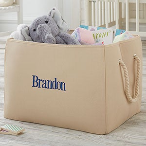 Personalized Tan Canvas Storage Tote