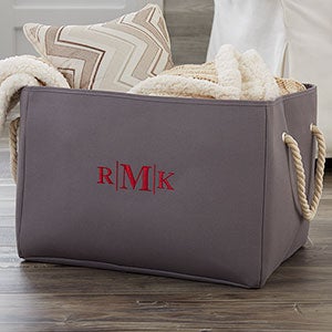 Personalized Grey Canvas Storage Tote